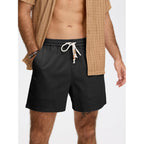 Comdecevis Men'S 5" Linen Shorts Casual Elastic Waist Drawstring Shorts For Lounge Summer Beach Vacation