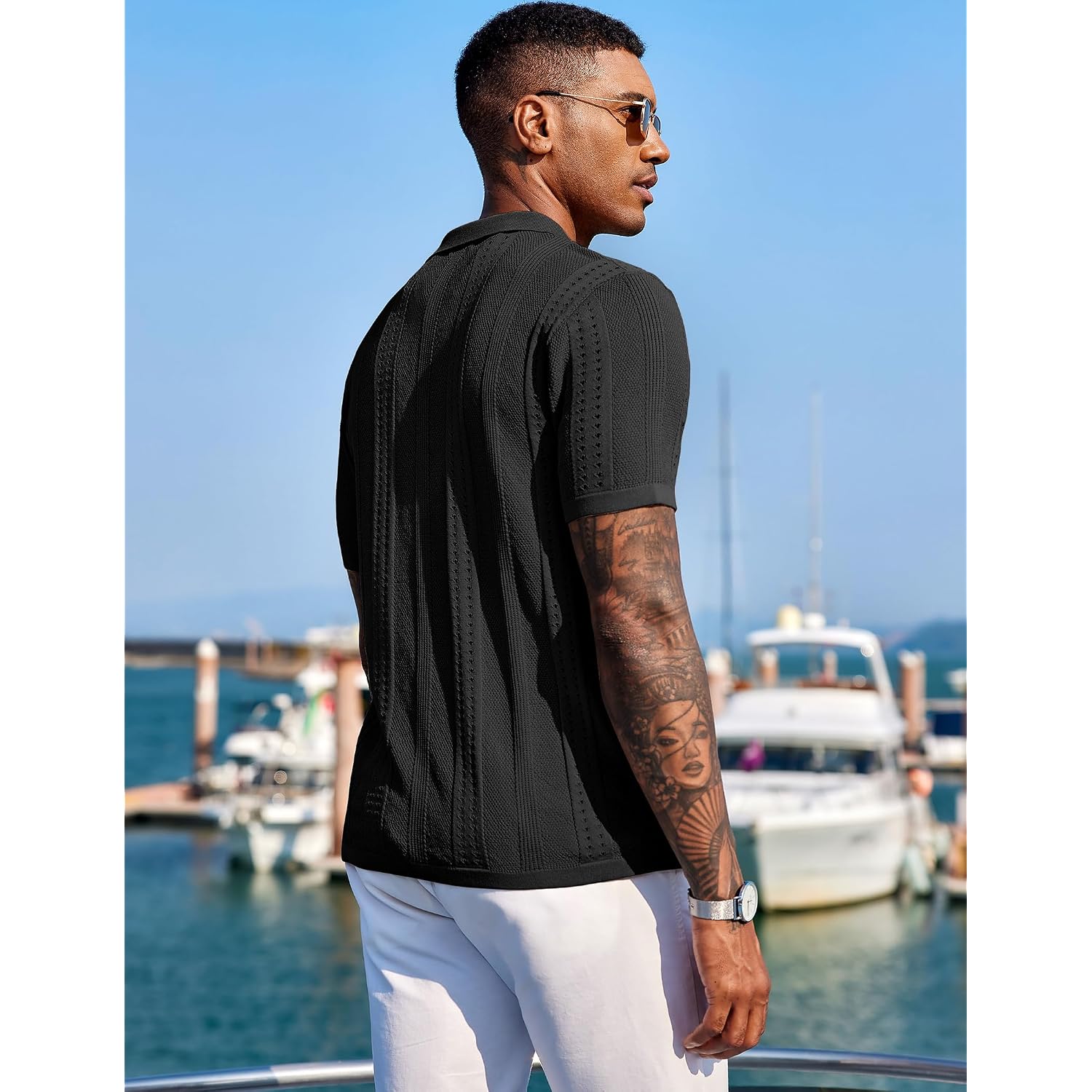 Coofandy Men'S Knit Shirts Short Sleeve Button Down Polo Shirt Fashion Casual Summer Beach Shirts
