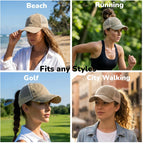 Womens Ponytail High Messy Bun Hats Distressed Baseball Caps Unconstructed Washed Dad Hat Girls Trucker Ponycaps Sun Hat 03-light Khaki