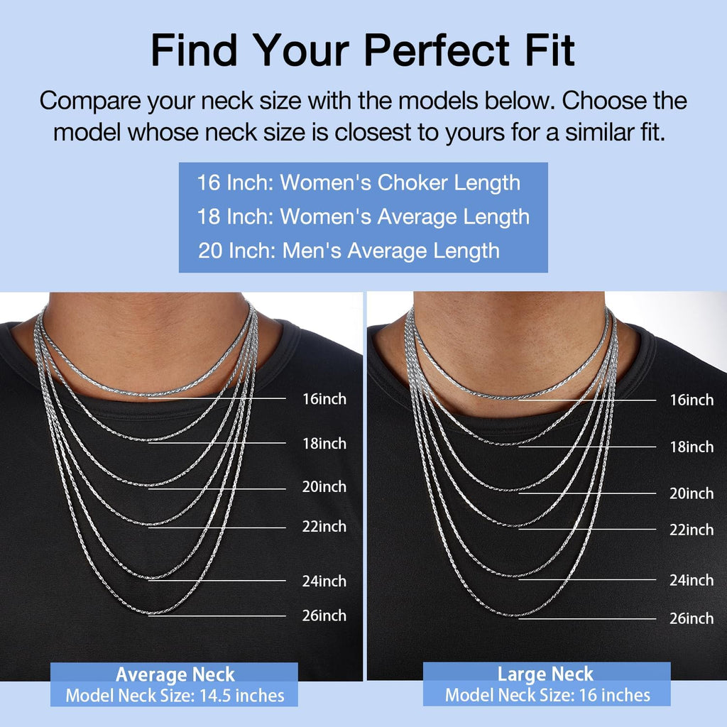 Jewlpire 18K Gold Plated 925 Sterling Silver Chain Necklace for Women, 1.35mm Rope Chain Necklace for Women Men Super Shiny & Durable Women's Chains Necklaces 16 18 20 22 24 26 Inch