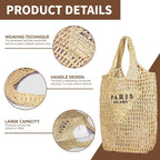 Pooopssd New Woven Bag, Straw Mesh Tote Bag, Beach, Shoulder Bag, Hobo Women, Foldable Large Capacity, For Holiday.