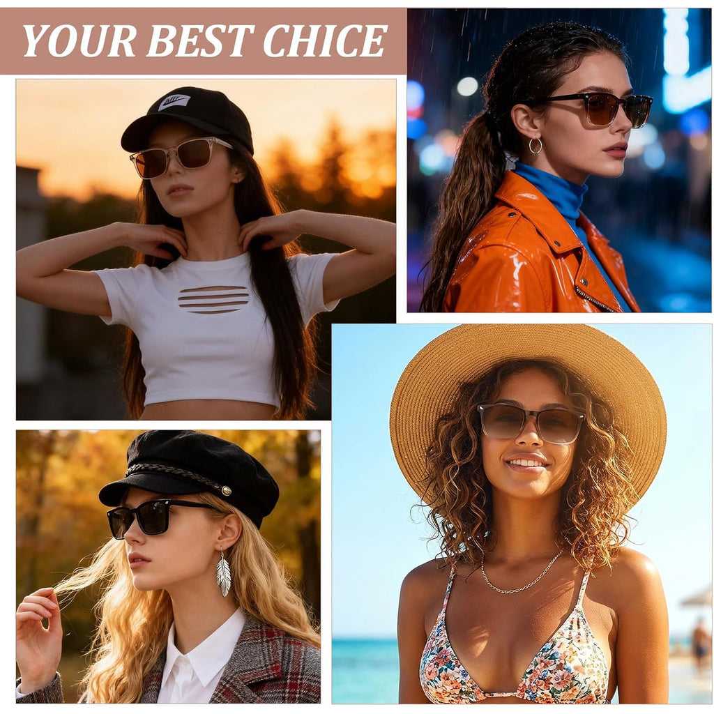 Polarized Sunglasses for Women Men Classic Retro Sun Glasses UV400 Protection Black, Gradient Brown, Champagne