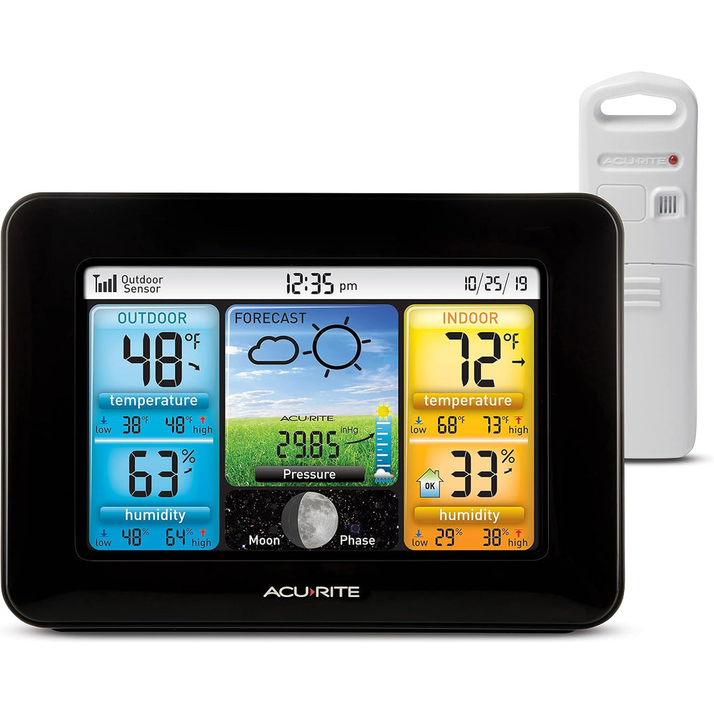 Acurite Wireless Home Weather Station With Color Display, Indoor Outdoor Thermometer And Temperature Sensor (02077M)