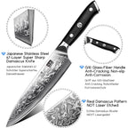 Shan Zu Chef Knife 8 Inch Japanese Steel Damascus Kitchen Knife, Professional Kitchen Knives Sharp High Carbon Super Steel Kitchen Utility Knife