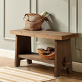 Solid Wood Entryway Bench - 31.5" Farmhouse Small Storage Bench, Rustic Narrow Bench Seat For Indoor, Entryway, Dining Room, Living Room And Hallway, Brown