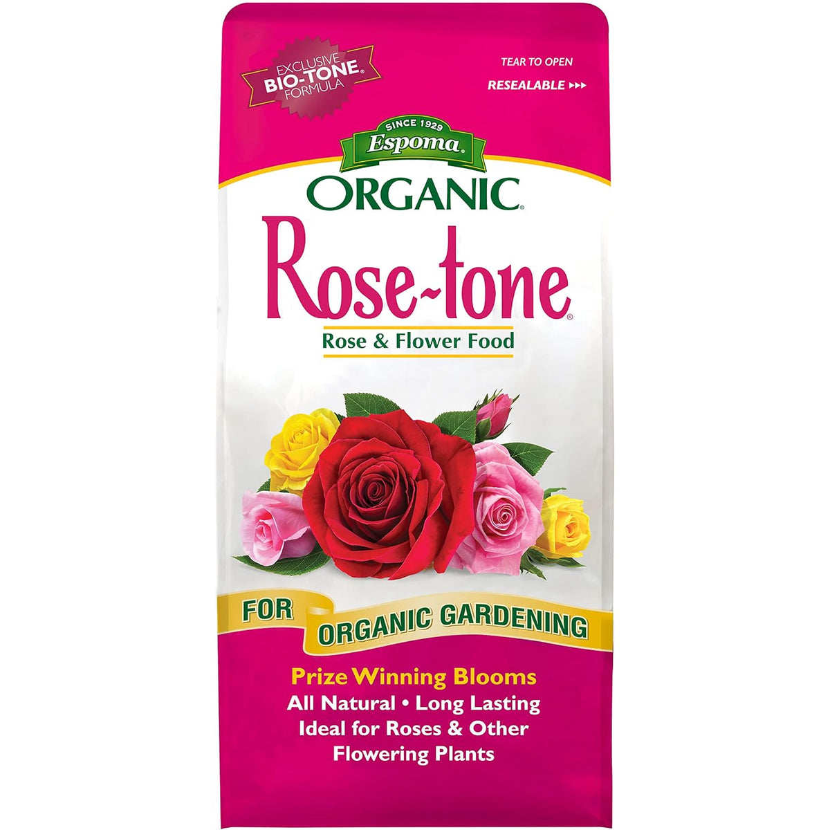 Espoma Organic Rose-Tone 4-3-2 Organic Fertilizer For All Types Of Roses And Other Flowering Plants. Promotes Vigorous Green Growth And Abundant Blooms. 4 Lb. Bag - Pack Of 2