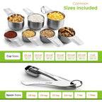 Spring Chef Stainless Steel Measuring Cups And Spoons Set Of 14 With Leveler, Nesting Kitchen Metal Measuring Cups And Spoons Set For Dry And Liquid Ingredients, Perfect For Cooking & Baking