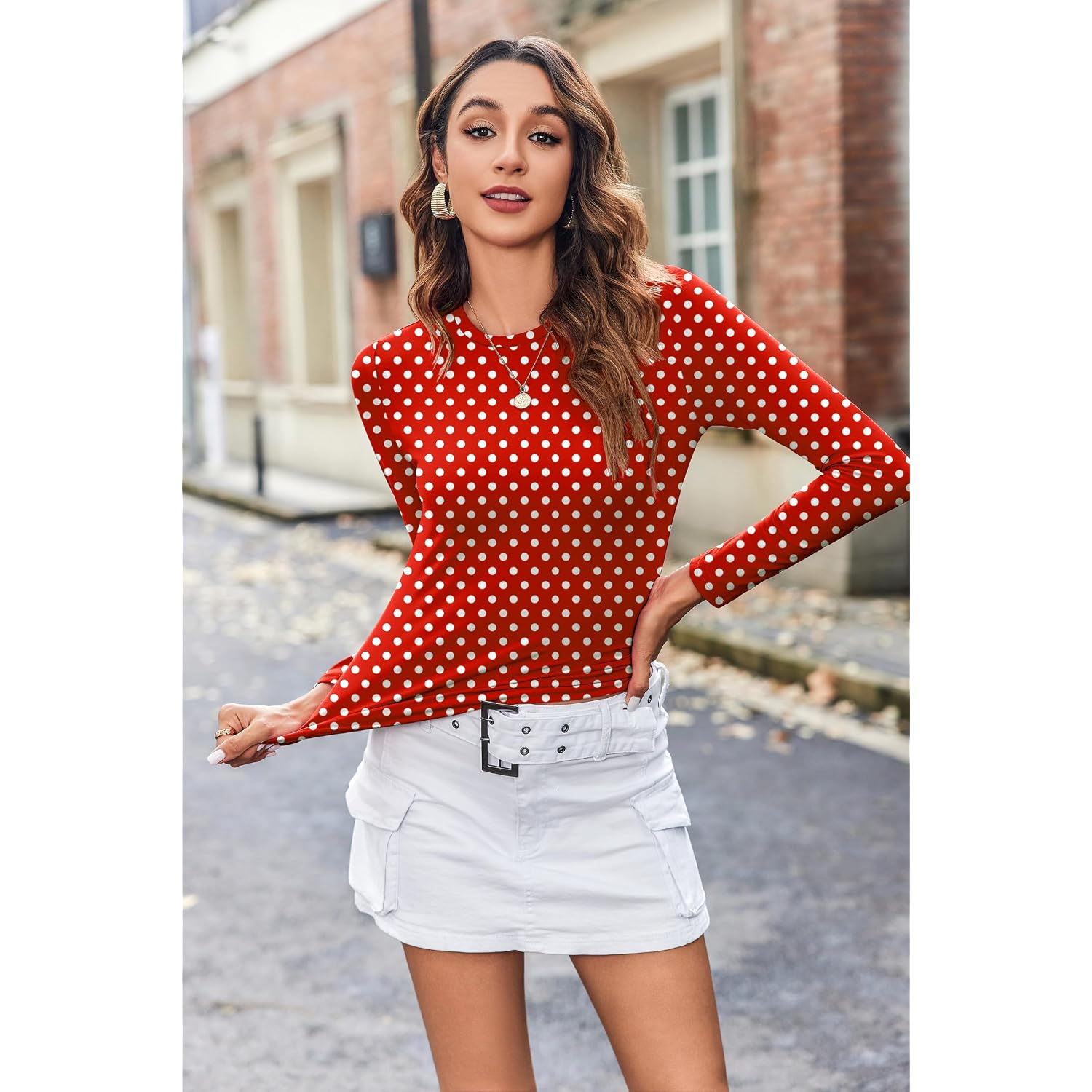 Zeagoo Women Long Sleeve T Shirts Crewneck Slim Fit Tops Going Out Fall Fashion Basic Tee