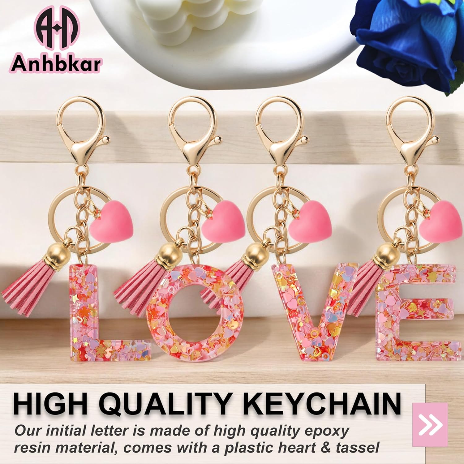 Alphabet Initial Letter Keychain Cute Heart Resin - Letter Keychain for Backpack Charms - Initial Keychains for Women