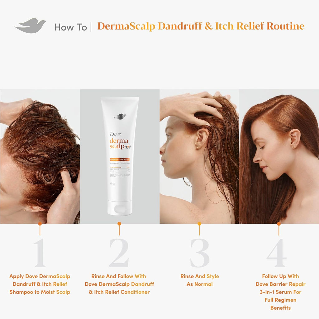 Dove Derma Scalp Dandruff & Itch Relief Conditioner 1 Ct With Pyrithione Zinc, Lamellar Serum And Niacinamide Or Flaky, Itchy Scalp Relief 9 Fl Oz