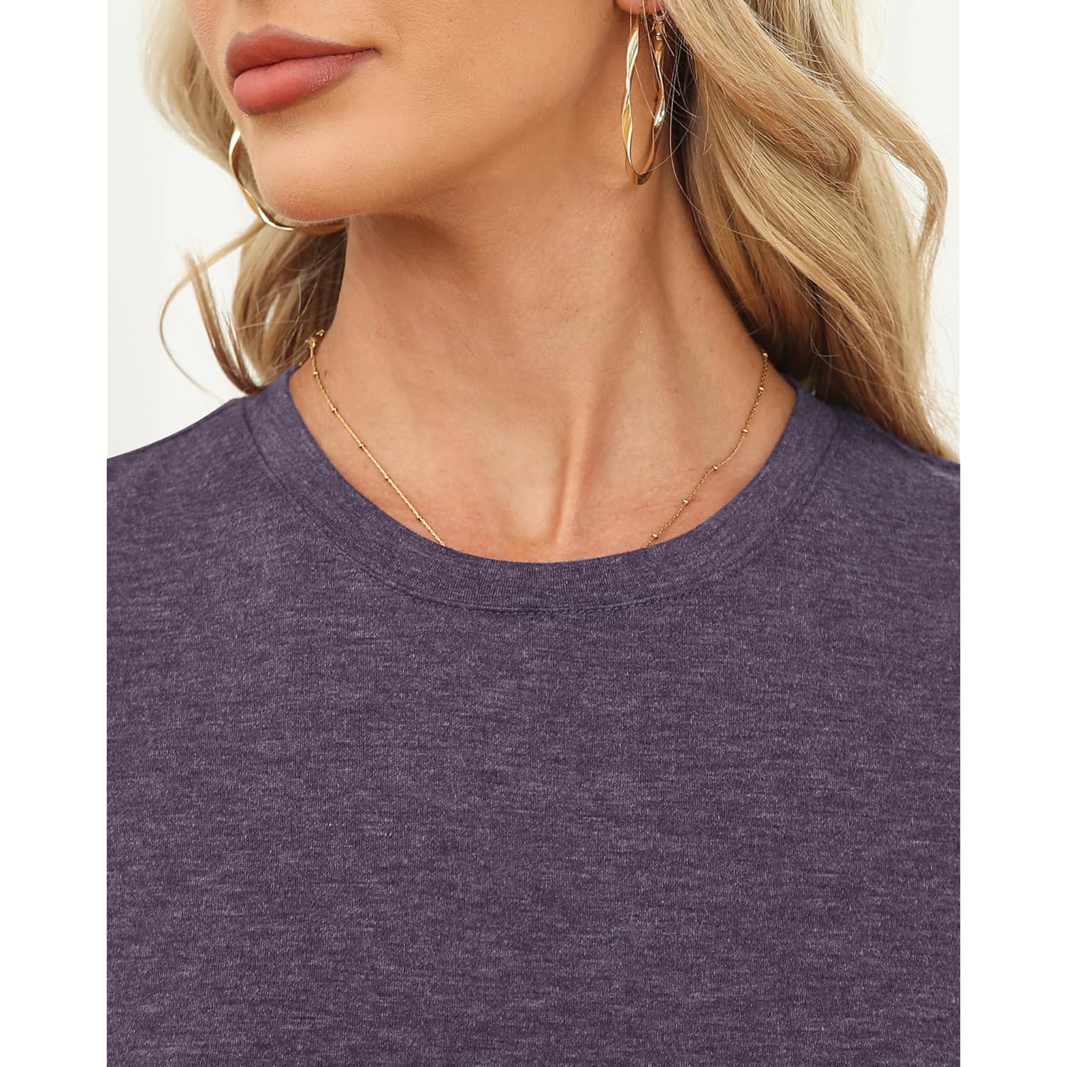 Womens Short Sleeve Tops Summer T Shirts Round Neck Causal Fashion Basic Tee