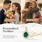 Birthday Gifts for Wife-18K Gold Plated Teardrop Birthstone Necklace- with Light-Up Gift Box,Anniversary Birthday Gifts for Women Her Wife Girlfriend Mom,Womens Jewelry