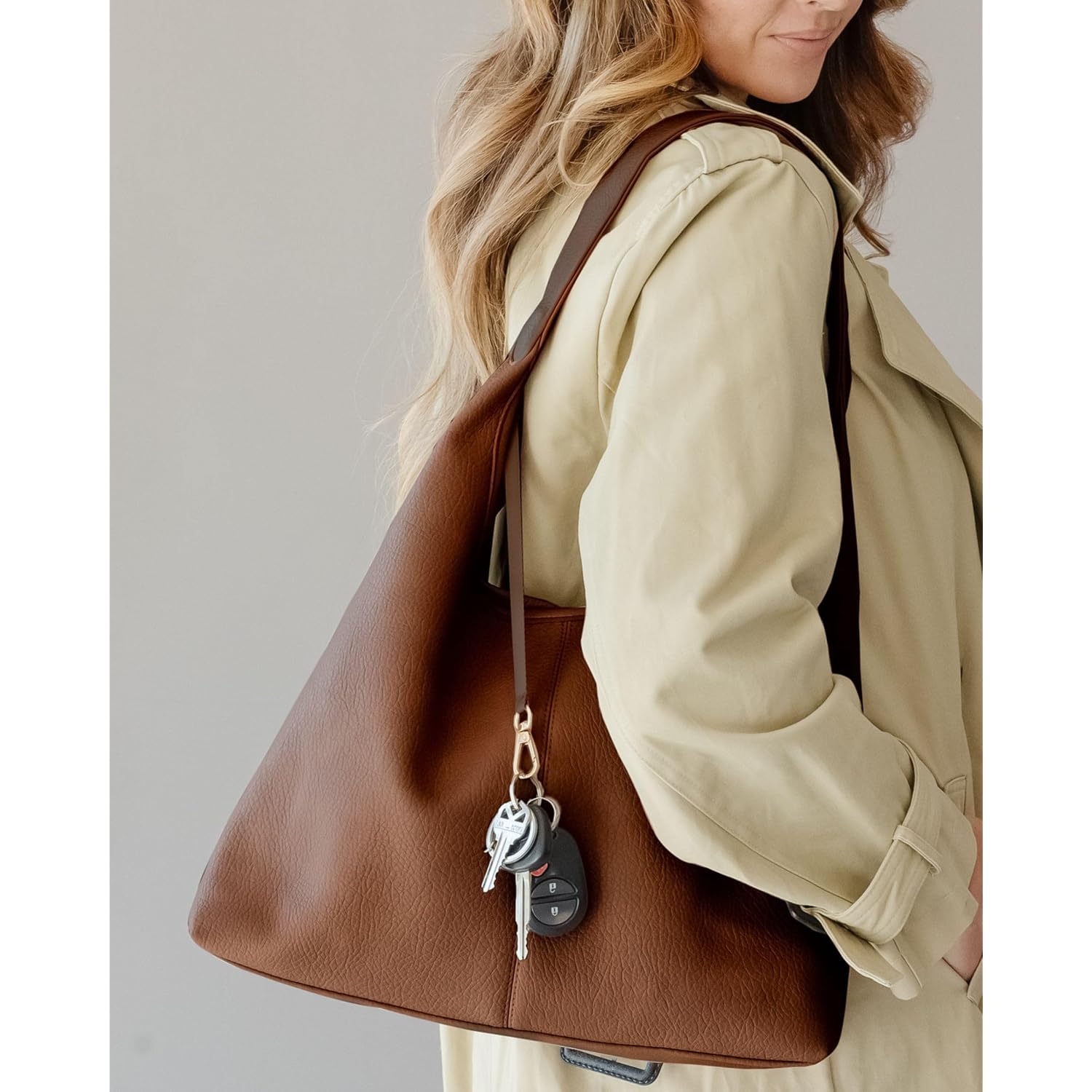 Cee & Dee Vegan Leather Hobo Bags For Women, Zippered Pocket, Slouchy Bag With Shoulder Strap, Hobo Purse Table Holder