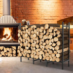 4Ft Firewood Rack Holder For Fireplace, Adjustable Log Stand For Storage | Indoor/Outdoor, 8 Legs, Black, Heavy Duty Log Stand, For Patio, Weather-Resistant Tubular Stee, Easy Assembly