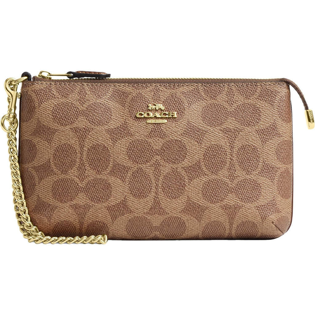 Coach Women'S Crossgrain Leather Wristlet W Chain