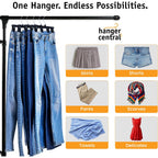 12 Inch 30 Pack Pants Hangers Slim Plastic Clothes Hangers With Clips For Skirts, Shorts & Trousers – Non Slip Grip, Heavy Duty Space Saver With Swivel Hook – Black Closet Organizer
