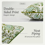 Cpc 100% Cotton Throw Pillow Covers 20X20 Inch, Set Of 2 Green Block Print Pattern Couch Pillow, Cute Boho Decorative Pillows For Living Room, Bedroom With Hidden Zipper- Agate Green