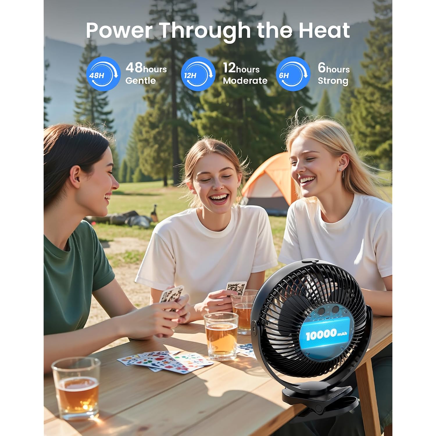Koonie 8'' 10000Mah Battery Operated Misting Fan With Max. 48 Hrs Runtime | Portable Mist Desk Fan With Clip, 3 Speeds, 2 Spray Modes, 200Ml Tank For Golf Cart Home Office Travel Camping Stroller