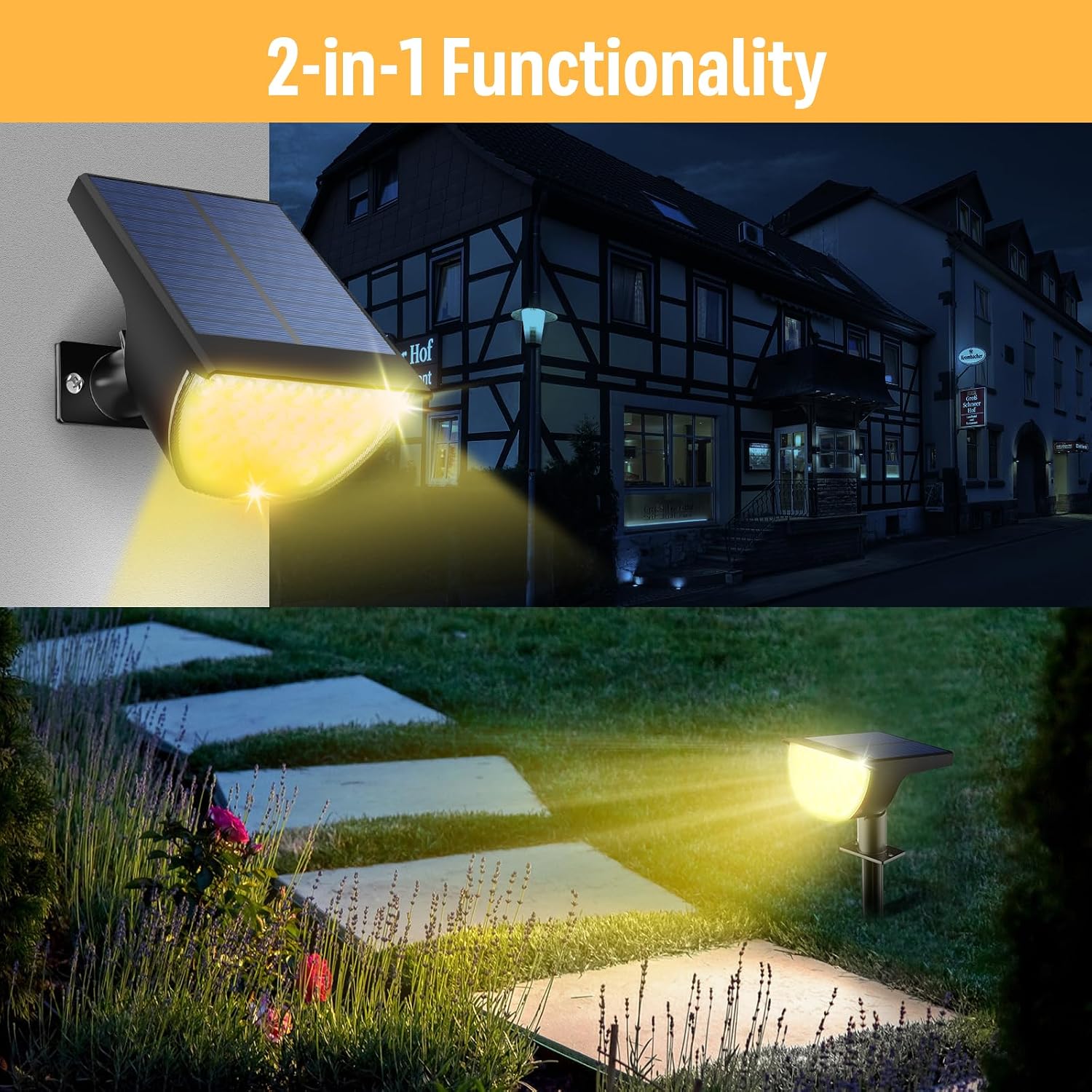 Solar Lights Outdoor Waterproof Ip65, Solar Powered 76 Led 3 Lighting Modes Solar Spot Lights Outdoor For Yard Garden Landscape Pathway (Warm White, 4 Pack)