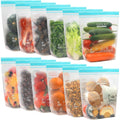 Splf 12 Pack Reusable Gallon Freezer Bags Dishwasher Microwave Safe, 1 Gallon Bpa Free Leakproof Food Storage Bags, Silicone Free Containers For Meal Prep, Fridge Kitchen Organization