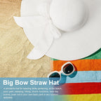 Sun Hats for Women Straw Wide Brim Summer Beach Hat with Big Bow Floppy Foldable Roll up Cap for Outdoor UPF 50+ Big Bow : White