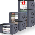 6 Pack Storage Bags For Clothes And Blanket, Foldable Closet Organizers And Storage With Zippers, Clear Window And Handles, Fabric Storage Bins For Sweater, Comforter, Bedding,Linen Sheets