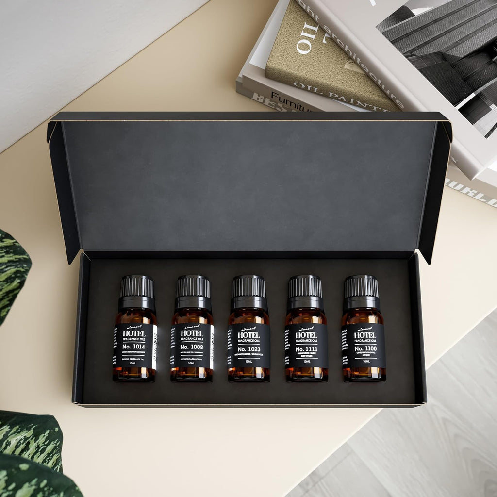 Airscent Hotel Diffuser Oil Gift Set - Buyers Best Picks 5 Pack - 10 Ml | Fragrance Oil Sampler Set - Inspired By The Baccarat Nyc, My Way And Capri Brezza And Other Hotel Scent Samples