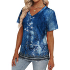Womens Summer Tops 2026 V Neck Short Sleeve Shirts Trendy Dressy Casual Vacation Outfits Printed