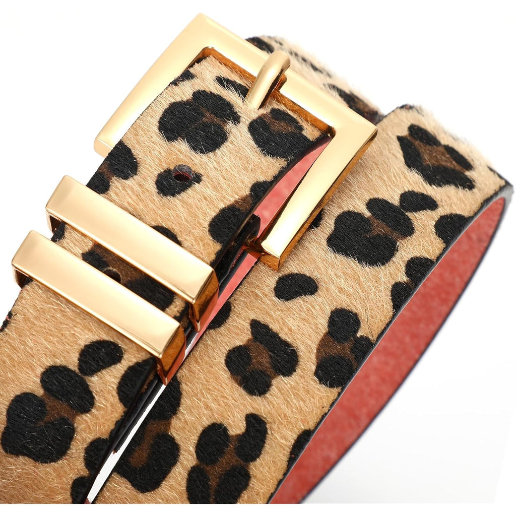 SANSTHS Women's Leather Belt for Jeans Pants Dresses Fashion Ladies Belt Square Gold/Silver Buckle Waist Belt for Women