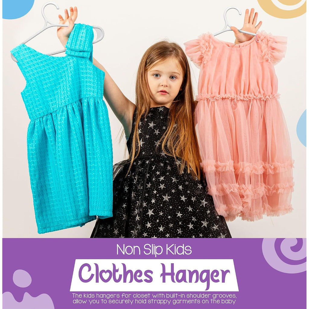 Utopia Home Kids Hangers 60 Pack - 11 Inch Plastic Baby Hangers For Closet - Childrens Hanger For Clothes & Infant Hanger For Closet - Non-Slip Shoulder Grooves, Strap Hooks & Pants Bar (White)