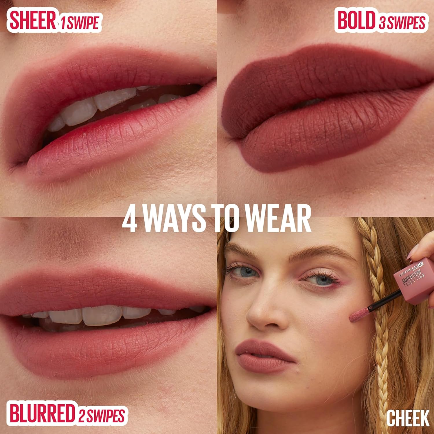 MAYBELLINE Super Stay Teddy Lip Tint, Long Lasting Matte Lipstick For Up To 12HR Wear, Skinnydip, 1 Count