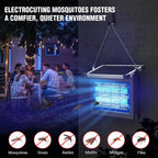 Solar Bug Zapper Outdoor, 4500V Mosquito Zapper Waterproof With Panel Sensor Electric Fly Zapper Rechargeable Mosquito Killer With 10Ft Extension Cord, Fly Trap Ideal For Patio, Backyard, Camping