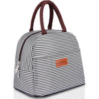Lunch Bag For Women Men Insulated Lunch Box For Adult Reusable Lunch Tote Bag For Work, Picnic Or Travel(Black White Stripes)