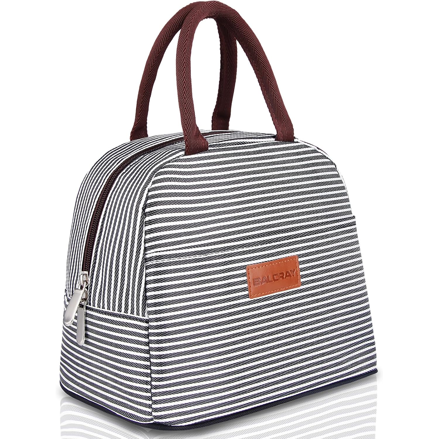 Lunch Bag For Women Men Insulated Lunch Box For Adult Reusable Lunch Tote Bag For Work, Picnic Or Travel(Black White Stripes)