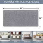 LOCHAS Luxury Bathroom Rug Shaggy Bath Mat 24 x 60 Inch, Washable Non Slip Bath Rugs for Bathroom Shower, Soft Plush Chenille Absorbent Carpets Mats, Gray