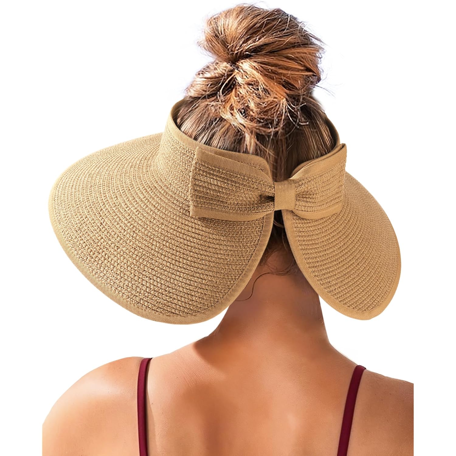 FURTALK Sun Visor Hats for Women Beach Hat Ponytail Summer UPF 80+ Beach Vacation Essentials Packable Wide Brim