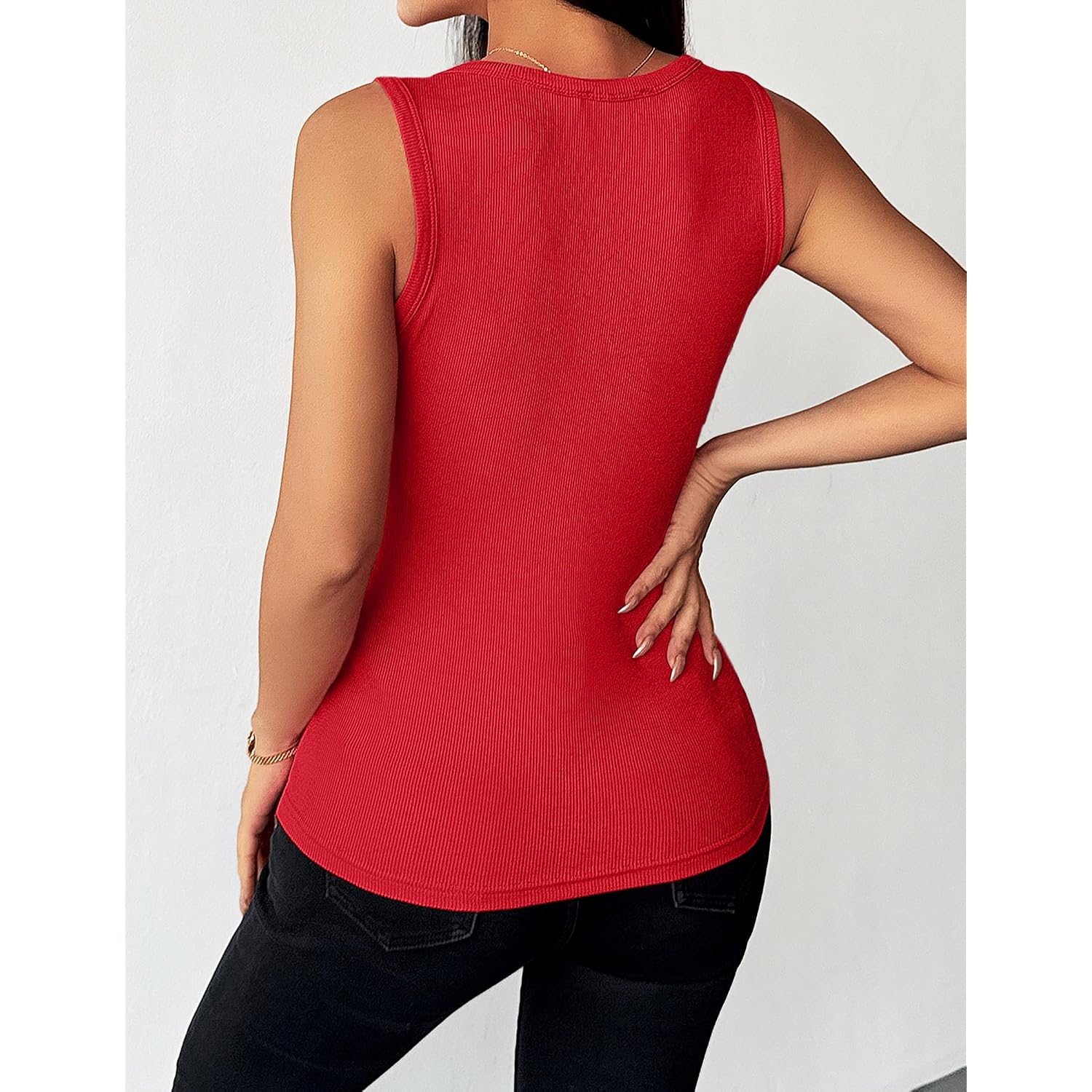 Zeagoo Womens Tank Tops 2026 Scoop Neck Ribbed Sleeveless Top Casual Basic Slim Fitted Knit Cami Tee Shirts