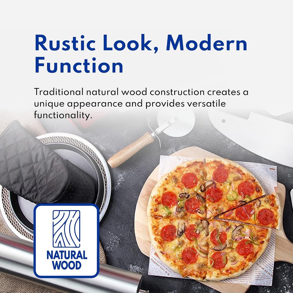 New Star Foodservice 50295 Restaurant-Grade Wooden Pizza Peel, 16" L X 14" W Plate, With 8" L Wooden Handle, 24" Overall Length