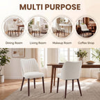 Upholstered Dining Chairs Set Of 4, Modern Fabric Dining Chairs With Curved Backrest & Solid Rubber Wood Legs, Padded Kitchen Dining Room Chairs For Restaurant Cafe, Beige
