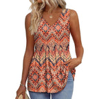OFEEFAN Womens Tank Tops 2025 Flowy Peplum Tops for Women Dressy Sleeveless V Neck Babydoll Tank Tops