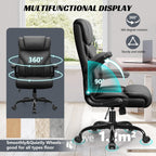 Office Chair, Ergonomic Big And Tall Computer Desk Chairs, Executive Breathable Leather Chair With Adjustable Flip-Up Armrests, Lumbar Support Swivel Pc Chair With Rocking Function,Matte Black
