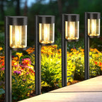 Solar Pathway Lights Outdoor, 10 Pack Metal & Glass Solar Lights Outdoor Waterproof Landscape Path Lights For Yard Walkway Garden Decor, Warm White