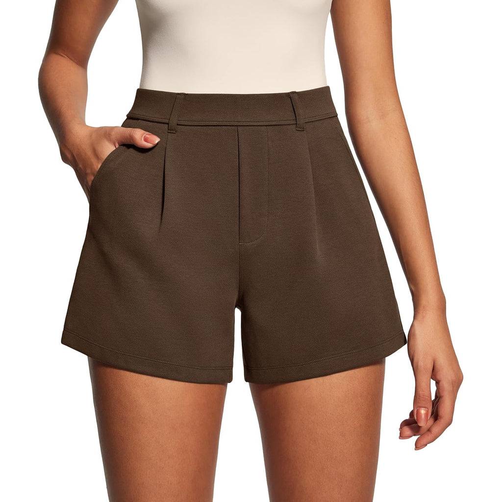 Womens Dress Shorts for Women High Waisted Trouser Summer Business Womens Dressy Casual Pleated Wide Leg Shorts