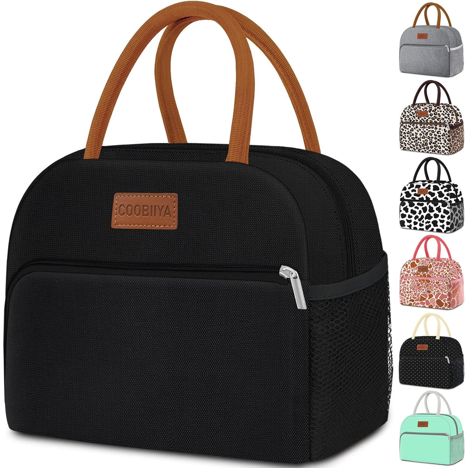 Lunch Box Lunch Bag For Women Men,Reusable Cute Lunch Pail Bag,Leakproof,Insulated Lunchbox Tote Compact 10L, Cooler Lunch Container For Work Travel Office (Black)