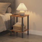 Tutotak End Table, Set Of 2, Side Table, Nightstand, 2-Tier Storage Shelf, Sofa Table For Small Space, Living Room, Bed Room Tb01Bb035