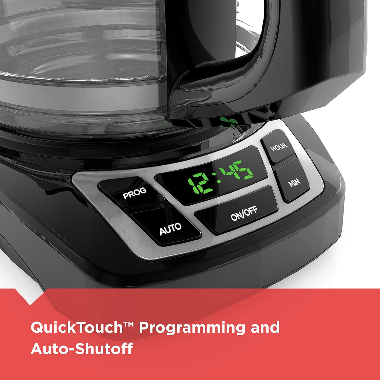 BLACK+DECKER 12-Cup Digital Coffee Maker, Programmable, Washable Basket Filter, Sneak-A-Cup, Auto Brew, Water Window, Keep Hot Plate, Black