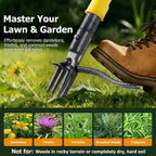 Weed Puller Tool Stand Up With Slide-Release Ejection, Reinforced Steel Weeder With 3-Section Long Handle, No-Touch Cleaning For Lawn & Garden, Heavy Duty No Bend Weeding Tool For Dandelions, Thistles