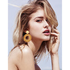 18 Pairs Vacation Statement Earrings for Women Straw Rattan Earrings Acrylic Resin Hoop Drop Dangle Earrings Set Hypoallergenic for Sensitive Ears