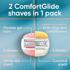Gillette Venus ComfortGlide White Tea 4 count, with Gillette Venus ComfortGlide plus Olay 2 count, Women's Razor Blade Refills