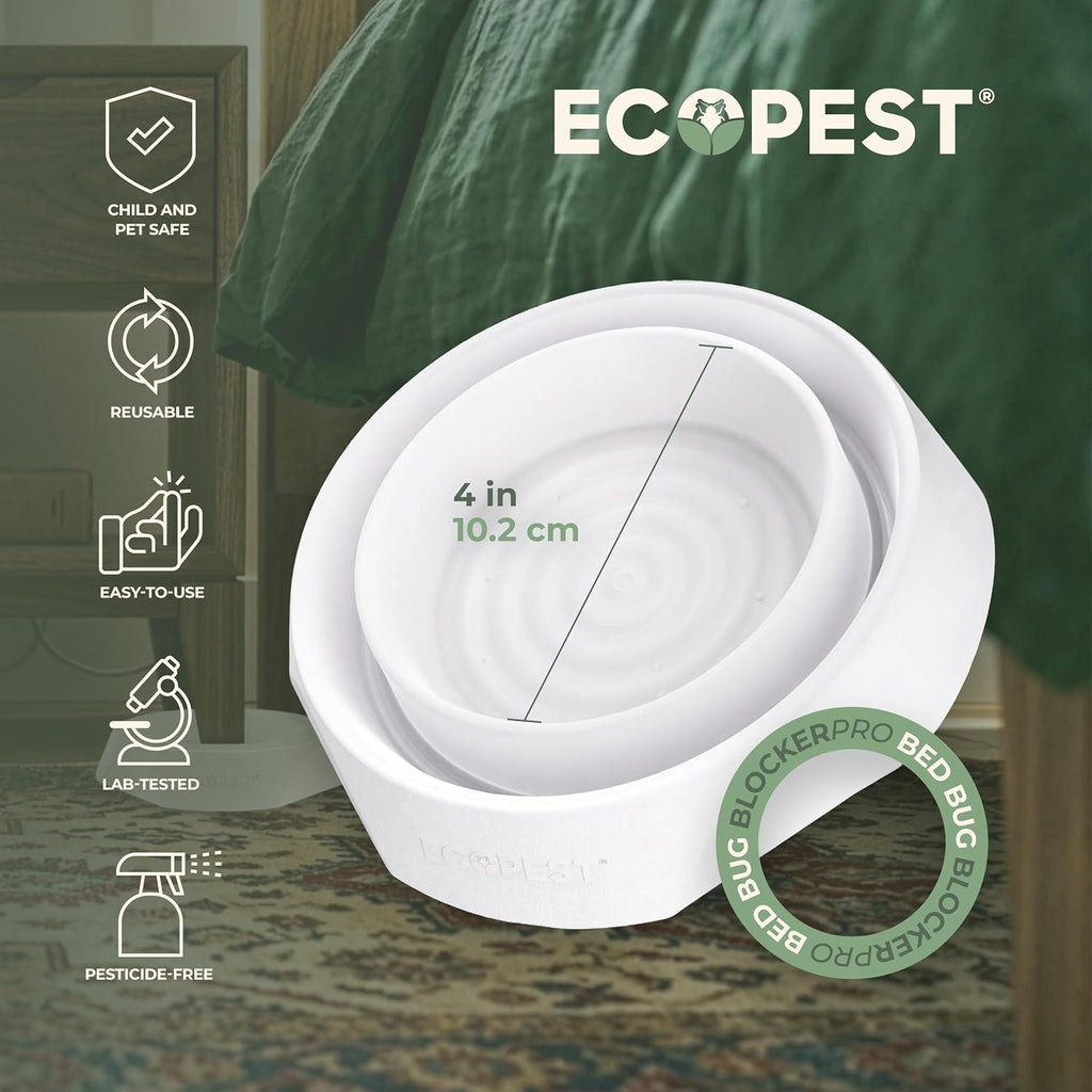 Bed Bug Interceptors – 8 Pack | Bed Bug Blocker (Pro) Interceptor Traps (White) | Insect Trap, Monitor, And Detector For Bed Legs